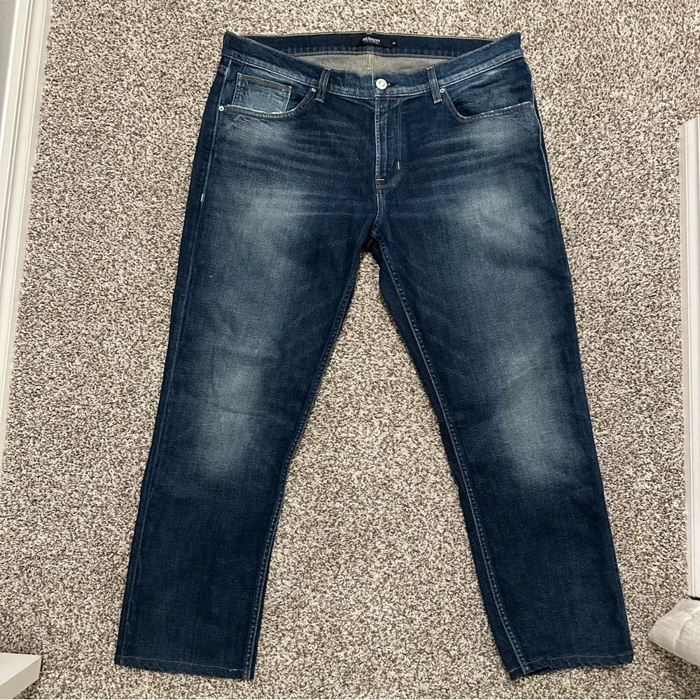 Hudson Men’s Blake Slim Straight Dark Blue Jeans, Size 38x28